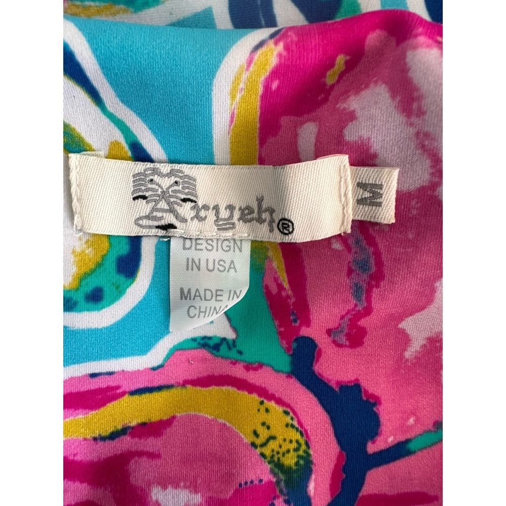 Aryeh Shift Dress Womens M Blue Pink Floral Preppy Resort Bright Colors Beach - Picture 8 of 10